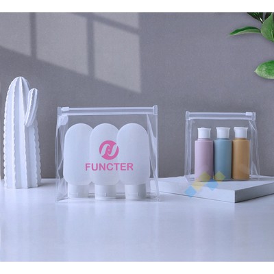 Custom Size 8 mil Thickness PVC Zippered Cosmetic Stand Up Bag Toiletry Makeup Bag Organizer Pouches