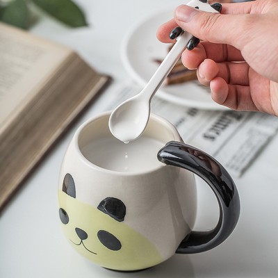 Panda Design Ceramic Mug with Spoon