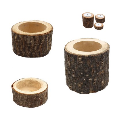 Rustic Wooden Candle Holders