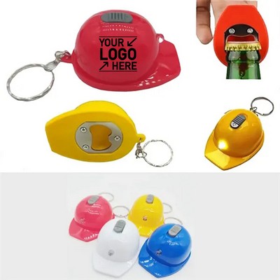 LED Helmet Keychain with Built-in Bottle Opener