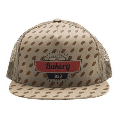 Premium Sublimation 5 Panel Mesh Back Trucker Cap - Polyester Twill