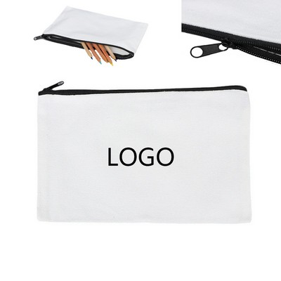 Canvas Zipper Makeup Bag And Pencil Case