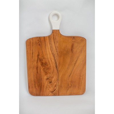 Jeanne Fitz Jeanne Fitz Wood + White Collection Acacia Wood Square Charcuterie Board, Medium