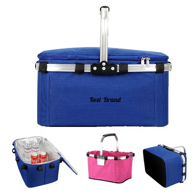 Zippered Closure Foldable Insulated Picnic Cooling Basket