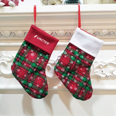 9 Inch Christmas Mini Stockings Plaid Snowflake Christmas Stockings Christmas Hanging