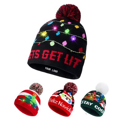 Knitted Colorful Luminous Christmas Hat