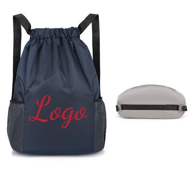 Drawstring Backpack With Two Front Pockets