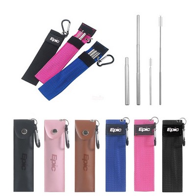 Retractable Stainless Steel Straw Reusable Travel Kit