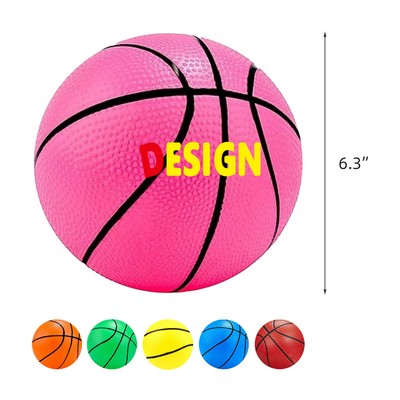 6.3 inches Mini Toy Basketball Colorful Kids Mini Toy Basketball Rubber Basketball