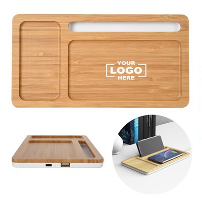 Bamboo Wireless Charging Station with Phone Holder