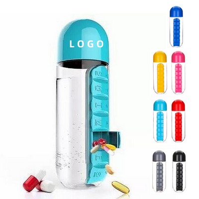 20 Oz. Water Bottle With/7 Compartments Pill Box