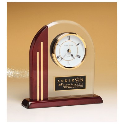 Arch Clock w/Glass Upright and Rosewood Piano Finish