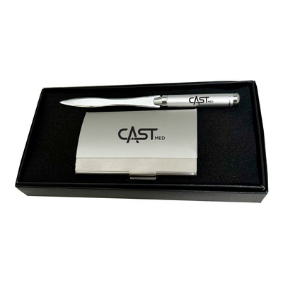 Brass Gift Set With Business Card Case & Letter Opener