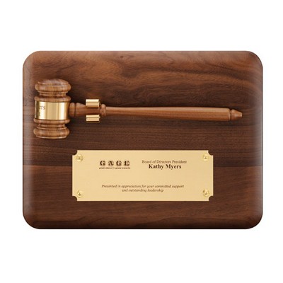 Walnut Plaque w/ American Walnut Gavel