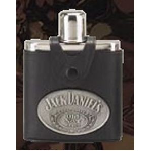 Jack Daniel's® Stainless Steel/Leather Flask w/Medallion