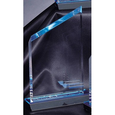 Blue Mirrored - Wedge Design - Acrylic Award w/ Black Base - 4 1/2"x9"