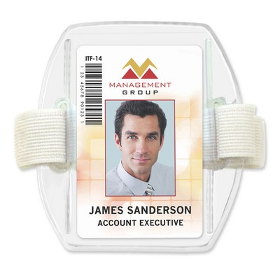 Vertical Armband-Style Vinyl Badge Holders with White Strap