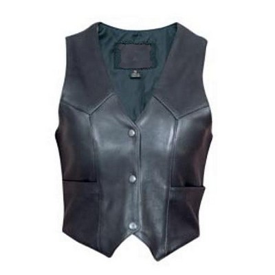 Women's Western Style Leather Vest (Black)