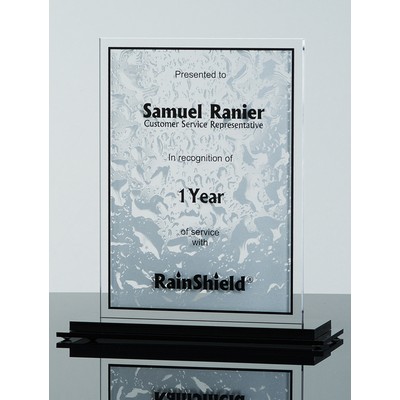 SNAP: Custom Acrylic Shaped Desk Award w/Rectangle Acrylic Riser