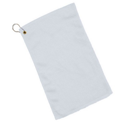 White Hemmed Velour Fingertip Towel - Blank (11"x18")