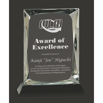 Recognition-BB Optic Crystal Rectangular Faceted Award M - 7'' H