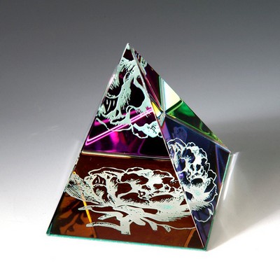 2-5/8" Rainbow Colored Pyramid Paperweight