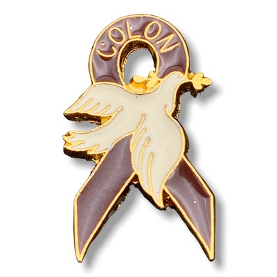 Colon Cancer Ribbon Dove Lapel Pin