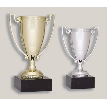 7.25" Gold Die Cast Zinc Cup Trophy w/Marble Base