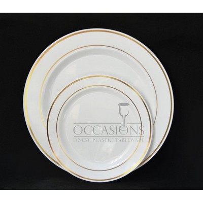 7.5" White/Gold Round Salad/Dessert Plate