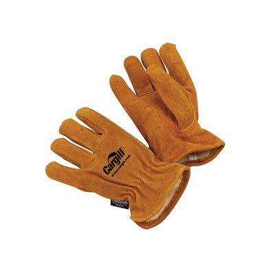 Brown, split grain, leather trucker glove, Thinsulate® lining