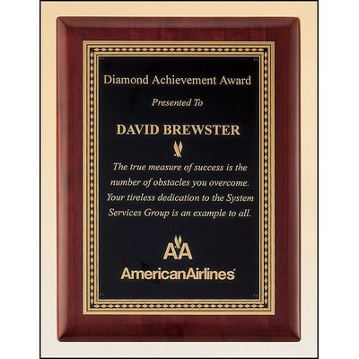 Rosewood Piano Finish Plaque with Diamond Florentine Plate , 9 x 12"