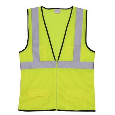 Yellow Mesh Zipper Safety Vest (Small/Medium)