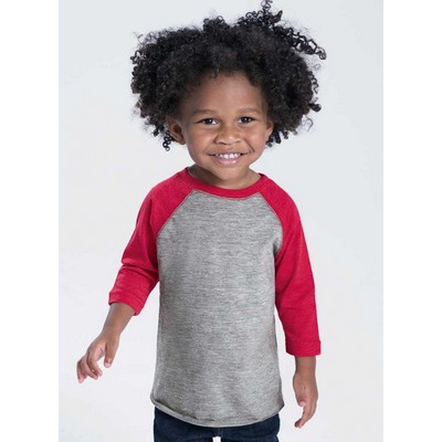 Rabbit Skins Toddler Baseball Crew Neck Raglan 3/4 Sleeve Fine Jersey T-Shirt