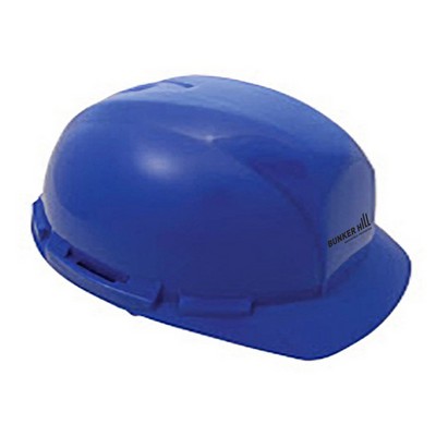 Blue hard hat, six point ratchet suspension