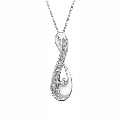 Canadian Diamond Teardrop Pendant in 10K White Gold (0.09 CT. T.W.)