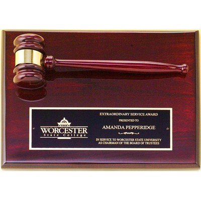 Rosewood Piano Finish Gavel Plaque 9x12