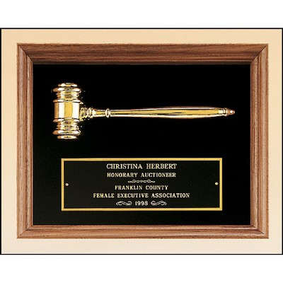 Walnut Frame Gavel Plaque 10x13 Black