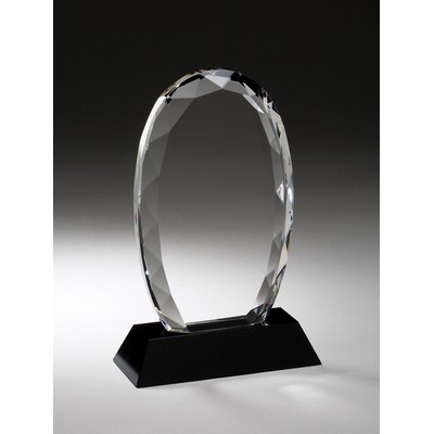 Elegantly Faceted Clear Crystal Oval Award - 7 1/4'' H