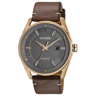 Citizen® Men's Eco Drive Watch w/Brown Strap & Gray Dial