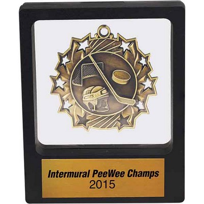 Plastic Illusion Window Medal Presentation Box with an Engraved Plate