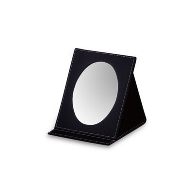 Small Oval Leatherette Foldable Mirror