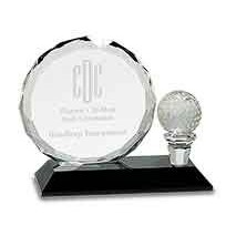 Crystal Circle Golf Ball Award, 5 1/2"H