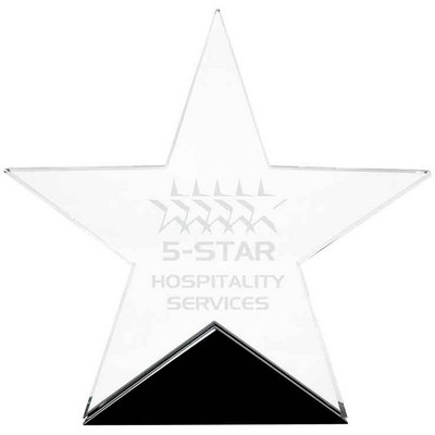 6 3/4" x 6 1/2" Clear Glass Star on Black Base Award