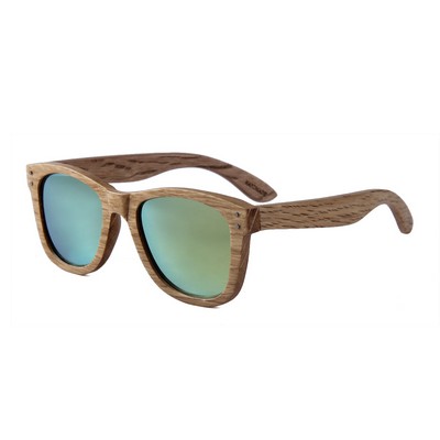 Beech Wood Sunglasses - Yellow Mirror Polarized Lenses - Beech Wood Frames