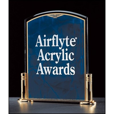 Airflyte® Marble Series Acrylic Award w/Sapphire Blue Marble Center & Gold Plated Brass Base