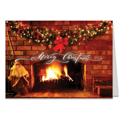 Glowing Fire Christmas Greeting Card