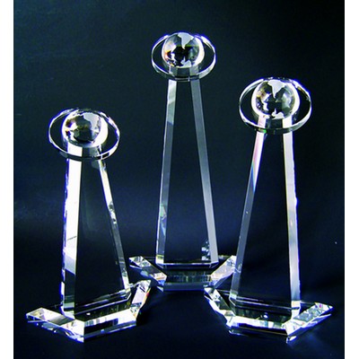 Globe Tower Optical Crystal Award/Trophy 11"H