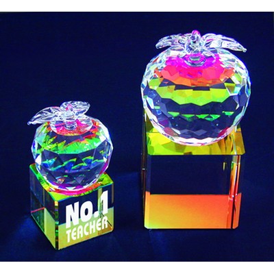 Apple with rainbow base optical crystal award/trophy.2"D