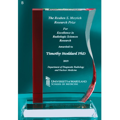 7½" Red Stripe Wave Crystal Award