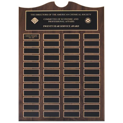 Walnut Perpetual Plaque 48 Black Brass Plates